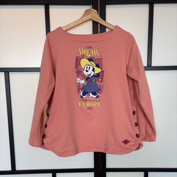 Disney Cruise Line THE DREAM OF EUROPE 2023 Minnie Mouse Tunic Sweatshirt LARGE - Picture 1 of 12